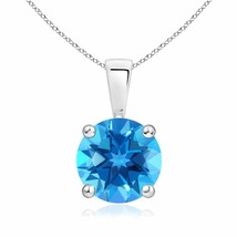 Authenticity Guarantee 
Classic Round Swiss Blue Topaz Solitaire Pendant in 1... - £402.92 GBP