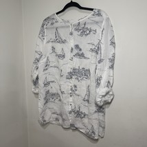 Cynthia Rowley 100% Linen Button Down Blouse Tunic Top Beach Boat Fun Pl... - $25.99