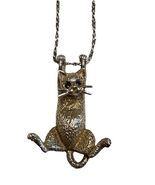 Chateau D’Argent Hang in There Cat Sterling Silver Necklace Sapphire 925... - €75,90 EUR