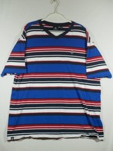 Akademiks Shirt Mens 4XL Blue Red Black Striped Shirt Sleeve - $12.19