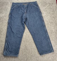WRANGLER Jeans Men 40 x 30 Blue Fleece Lined Carpenter Pants Workwear Denim - £19.97 GBP