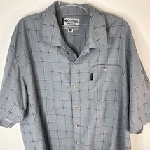 Columbia Men&#39;s Short-Sleeve Button-up Casual Shirt Size L Gray Black Check - £12.34 GBP