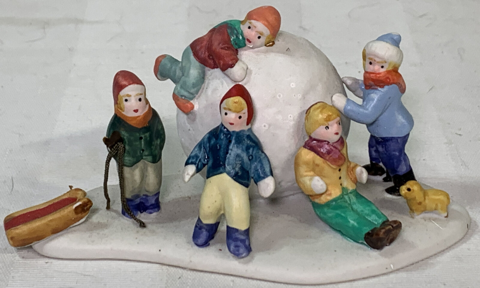 Lemax Giant Snowball Children Playing Winter 1993 Village Collection-Por... - $17.70