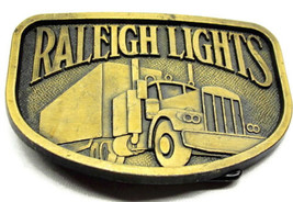 1970s Trucker Raleigh Lights Cigarette  Metal Brass Vintage Belt Buckle - £54.50 GBP