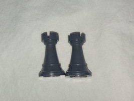 2 Black Rooks Replacement Parts/Pieces for Radio Shack Chess Champion 2150L - £4.94 GBP