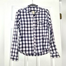 Hollister flannel button up navy &amp; pink size M - $13.10