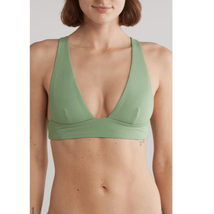 Onia Plunge Bikini Top Swim Suit, Size XL, (12) D -DD CUP Green (Palm Fr... - $64.52