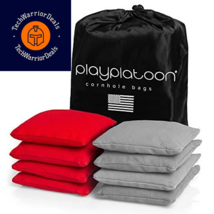 Play Platoon Weather Resistant Cornhole Bags - Set of 8 Regulation Gray &amp; Red  - £30.20 GBP