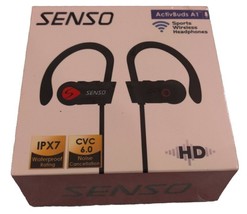 Senso ActivBuds A1 Sport Wireless Headphones Earbuds Black HD Noise Cancelling - £11.21 GBP