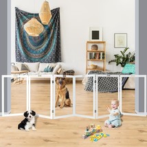 Dog Gate 30 Tall 144 Wide, Wooden Pet Gate Indoor Freestanding No-Assemb... - £83.40 GBP