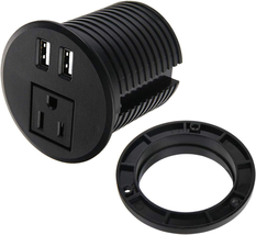 Desktop Power Grommet 2 3/8 Inch Hole Table Power Grommet Outlet with 2 USB Char - £20.02 GBP