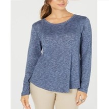 Style &amp; Co Womens XL Blue Heather Thin Knit Long Sleeve Sweater NWT BQ48 - $24.49