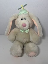 Dakin vintage 1988 plush tan peach bunny rabbit bow green yellow propeller hat - £31.57 GBP