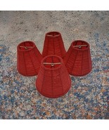 VTG SET OF 4 GLASS CRANBERRY RED SEED BEADS CLIP ON CHANDELIER SHADES  4... - $967.84 MXN