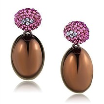 TK2787 - IP Coffee light Stainless Steel Earrings with Top Grade Crystal... - $37.49