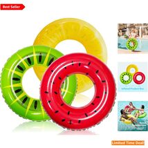 Colorful 3 Pack Inflatable Fruit Swim Tubes - Perfect for Pool Festivities - $37.57