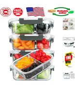Microwave Safe 5-Pack Glass Meal Prep Containers – Portion Control Design - $92.31 CAD
