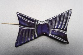 Vtg Black Etched Celluloid Bakelite Bow Tie Brooch Art Deco Fashion Jewelry - $375.23 MXN