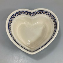 Bolesławiec Polish Pottery Heart Shaped Bowl Blue 8.5 x 3&quot; Handmade in Poland - £30.15 GBP