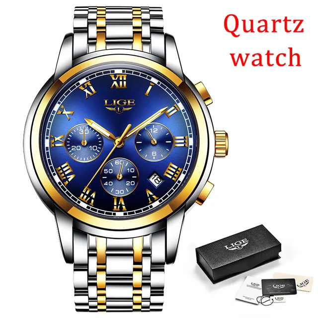 LIGE Men  Automatic Mechanical Watch Clic Business Watch Men Tourbillon Waterpro - £109.03 GBP