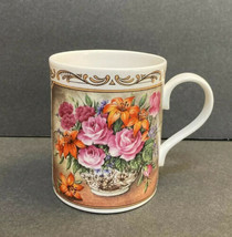 Royal Worcester Porcelain Floral Bouquet Scroll COFFEE / TEA MUG  - £17.52 GBP