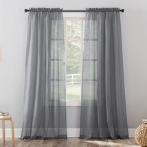 No. 918 Erica Crushed Sheer Voile Rod Pocket Curtain Panel 51&quot; x 84&quot; Cha... - £25.08 GBP