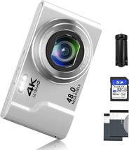 Digital Camera, Vjianger 4K 48Mp Mini Vlogging Camera For Kids, Dc6-5 Silver - £62.14 GBP