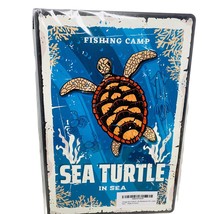 Fishing camp sea turtle in sea metal tin sign 8 x 12 - £10.27 GBP