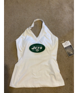 NFL ALL SPORTS COUTURE Women&#39;s New York Jets white Halter Top Sz L Large - £22.05 GBP