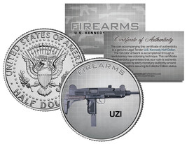 UZI Machine Gun Firearm Weapon JFK Kennedy Half Dollar US Colorized Coin - £6.73 GBP