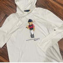 Polo Ralph Lauren Polo Playing Bear Hoodie L/S Tee T-Shirt White Large - $45.59