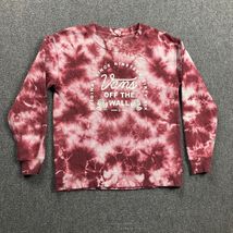 Vans Sweatshirt Adults Small Red White Tie Dye Crew Neck Logo Pullover Mens - $364.65 MXN