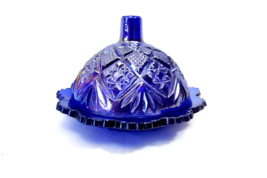 Westmoreland Cobalt Blue Carnival Childs/Mini Covered Butter Dish Marked W/C - £35.04 GBP