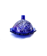 Westmoreland Cobalt Blue Carnival Childs/Mini Covered Butter Dish Marked... - £35.56 GBP