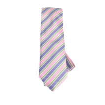 Barcelona Cravatte Men&#39;s Tie Hanky Pink Purple Green Gray Yellow Striped 3.25&quot; - £15.94 GBP