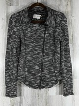 Saturday Sunday Anthro Black Marled Knit Moto Jacket Shacket Zip Small - $24.24