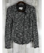 Saturday Sunday Anthro Black Marled Knit Moto Jacket Shacket Zip Small - £18.95 GBP