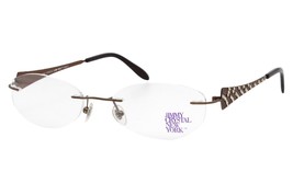 Jimmy Crystal New York Fancy Brown Womens Rimless Eyeglasses 52-19-140 Swarovski - £35.18 GBP