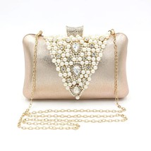 R hand held evening bag chain square bag pearl and diamond banquet handmade luxury bead thumb200