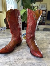 Vintage Women’s red and brown handmade in the USA Stallion cowboy boots with in- - £378.51 GBP