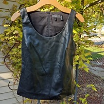 Theory Bedford Faux Leather Shell Womens S Black Scoop Neck Lightweight ... - $786.97 MXN