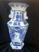 Antique chinese porcelain large vase with warrior scene. Marked sealmark - $195.00