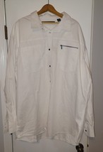Sean John Casual Long Sleeve Shirt Zipper Pocket, Mens 3XB - White - $20.00