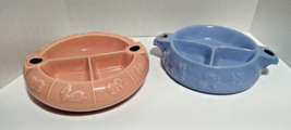 2 Vintage Hankscraft Ceramic Nursery Rhyme Divided Children&#39;s Warming Dish - $23.36