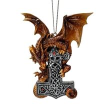 Mjolnir Guardian Dragon Ornament by Anne Stokes 3.6 Inches Long - $12.85