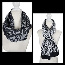 2 Michael Kors Winter Scarves Scarf Lot Black Gray White Plush Warm MK L... - £17.88 GBP