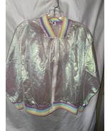 See Thru Kids Shimmering White Baseball Style Jacket Nsv - $313.96 MXN