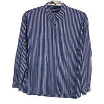 Izod Mens Shirt Size 2xl Blue Striped Long Sleeve Button Up Pockets Coll... - £15.53 GBP