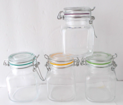 4X Small Storage Glass Jars Wire Metal Lock Lid Silicone Gasket Air-Tigh... - $19.79