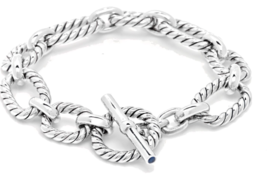 Previously owned David Yurman Cushion Link Toggle Bracelet w Blue Sapphires 7.5" - $351.45